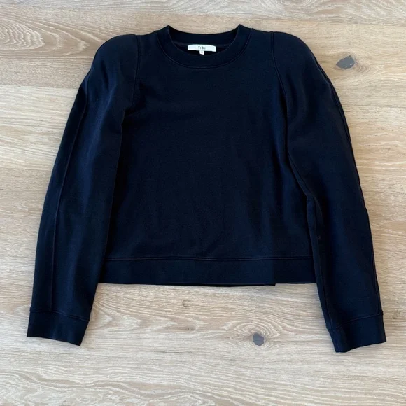 Tibi Sculpted Sweatshirt & Calder Sweatpants Set Navy Blue Sz Med - Picture 5 of 6